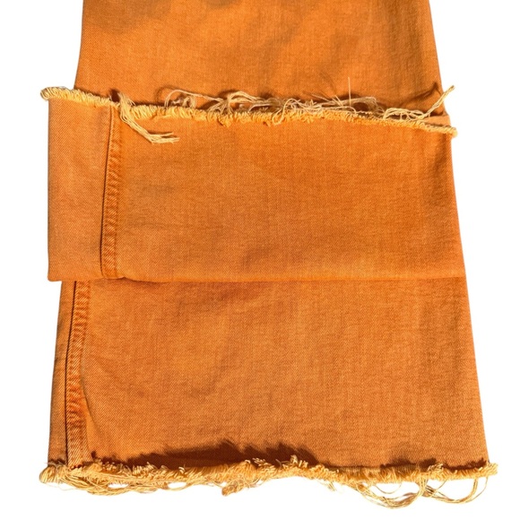 Zara women’s high rise wide leg pants burnt orange denim frayed hem size 6 - Picture 6 of 11